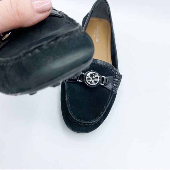 Coach Black Fonda Black Suede and Patent Leather Loafers Flats Driving Moc 6.5 - Picture 13 of 16